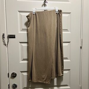 VINCE Tan Wrap effect midi skirt XXL